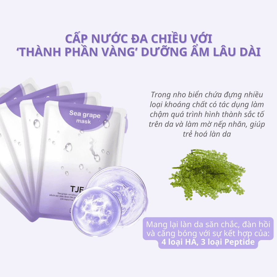 Combo 5 Mặt nạ nho biển HA cao cấp TJE – dưỡng ẩm sâu, cải thiện tình trạng lão hoá da