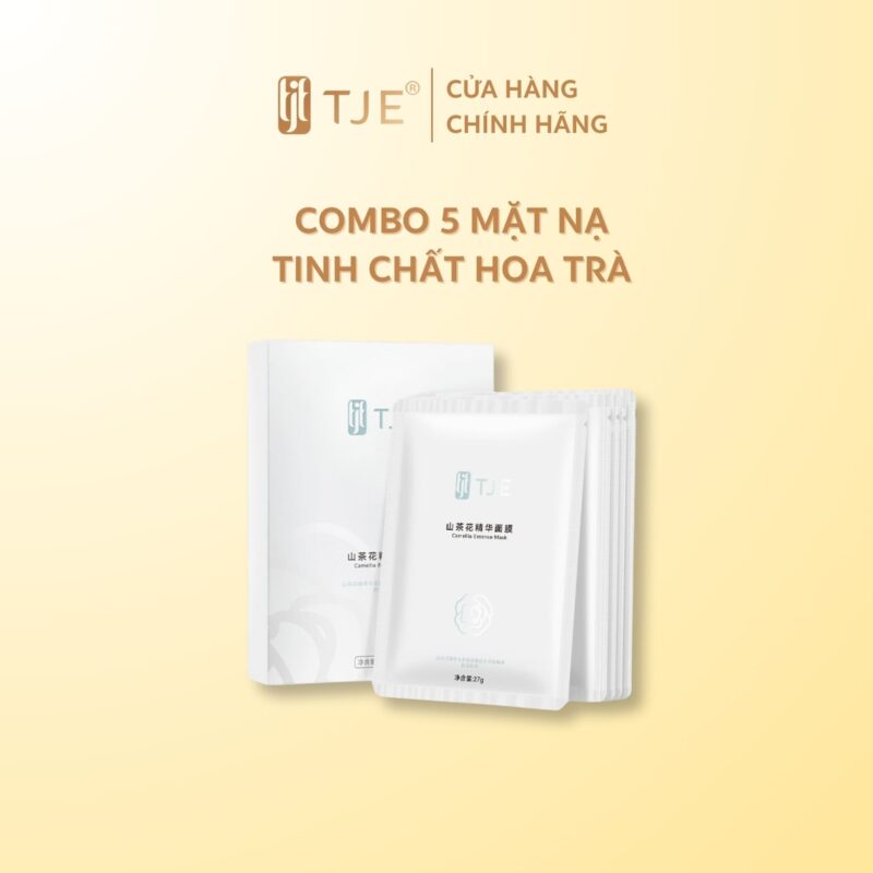 Hộp 5 mặt nạ tinh chất hoa trà cao cấp TJE – dưỡng ẩm, giảm mụn, mờ thâm