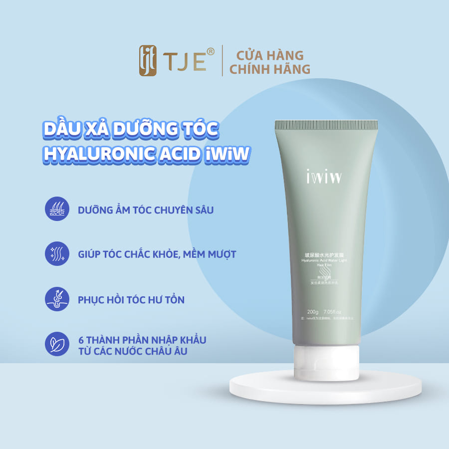 Combo Dầu Gội & Dầu Xả Hyaluronic Acid Dưỡng Ẩm Chuyên Sâu Và Làm Phồng Tóc iwiw